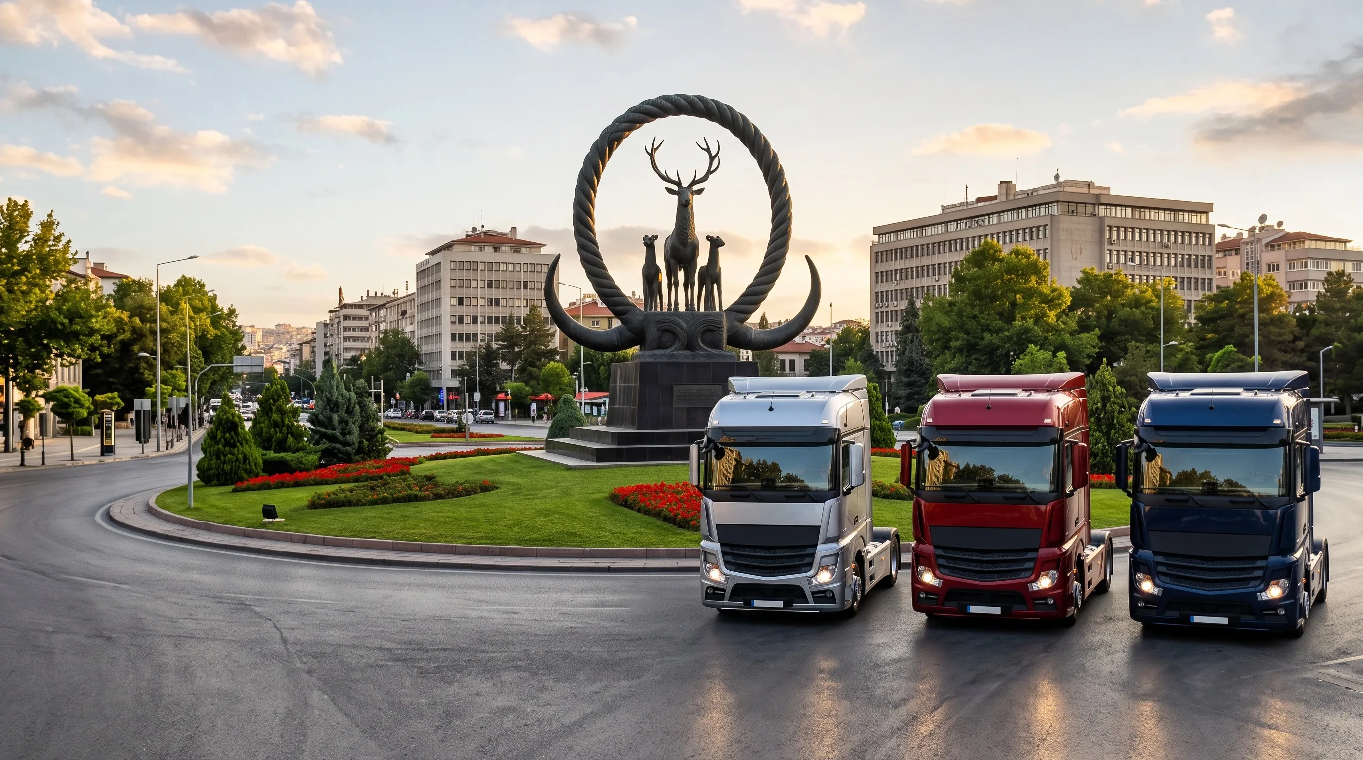 Ankara Sıhhiye Meydanı, Hitit Güneş Kursu Anıtı önünde üç çekici